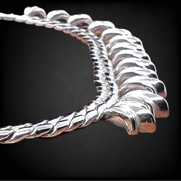 Vintage Coro Pegasus Des Pat Pending Chunky Silvertone Bib Necklace - Picture 6 of 8